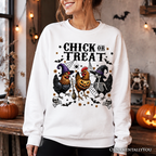 Chick or Treat Chicken Sweatshirt, Funny Farmhouse Halloween Sweate