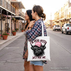 Bossy Highland Cow Canvas Tote Bag, Head Heifer Funny Western Gift Shopper