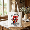 Pecking Chicken Tote Bag, Red Glasses and Bow White Gift Shopper for Sassy Women