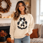 Gothic Ghost with Black Cat Sweatshirt, Black Rose Coquette Halloween Sweater
