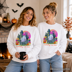 Mentally I Am Here Ghost Sweatshirt, Pink Bow Haunted House Halloween Sweater