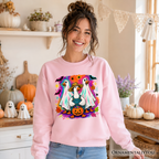 Trick or Treat Geese Sweatshirt, Colorful Halloween Ghost Costume Sweater