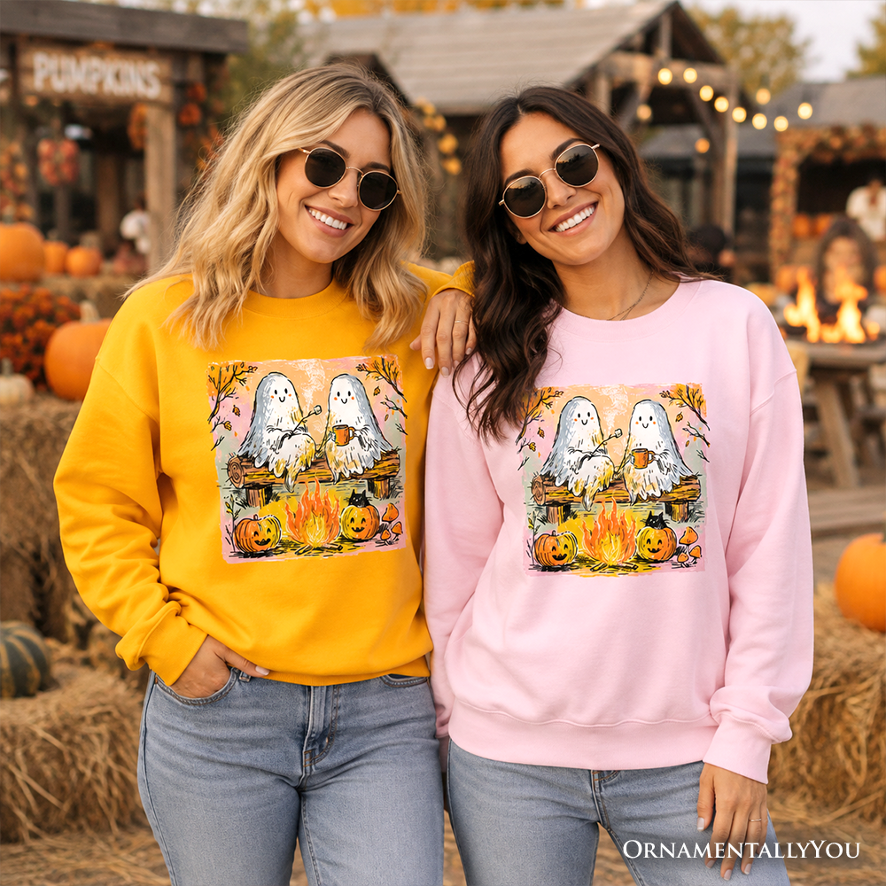 Cozy Campfire Ghosts Sweatshirt, Fall Halloween Pumpkin Sweater
