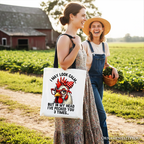Pecking Chicken Tote Bag, Red Glasses and Bow White Gift Shopper for Sassy Women