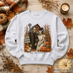 Frankenstein Couple Pumpkin Patch Sweatshirt, Vintage Halloween Fall Festival Sweater