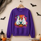 Trick or Treat Geese Sweatshirt, Colorful Halloween Ghost Costume Sweater