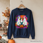 Trick or Treat Geese Sweatshirt, Colorful Halloween Ghost Costume Sweater