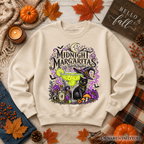 Midnight Margaritas Black Cat Halloween Sweatshirt, Witchy Cocktail Sweater for Spooky Season