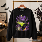 Midnight Margaritas Black Cat Halloween Sweatshirt, Witchy Cocktail Sweater for Spooky Season