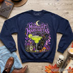 Midnight Margaritas Black Cat Halloween Sweatshirt, Witchy Cocktail Sweater for Spooky Season