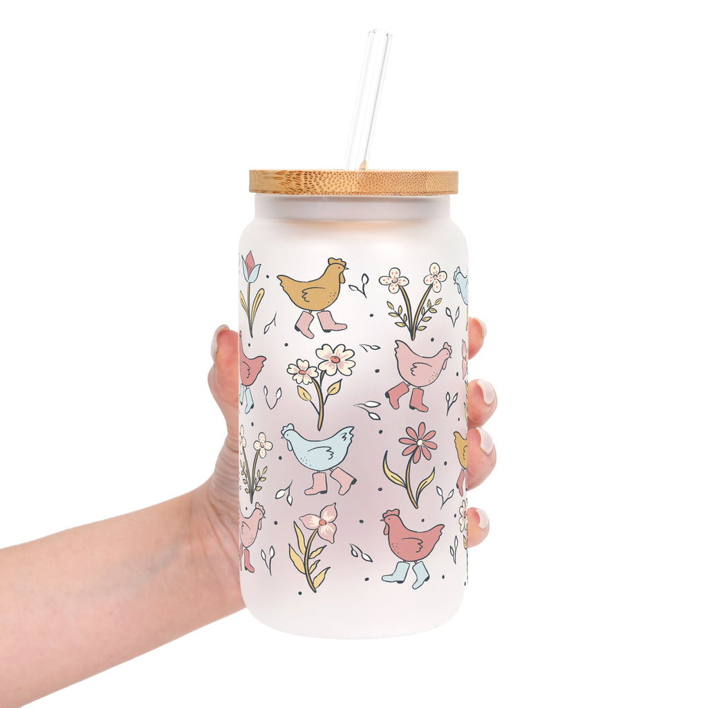 Funky Chickens Glass Cup