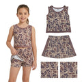 Khaki camo sleeveless top skorts girls summer outfits