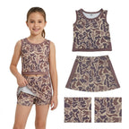 Khaki camo sleeveless top skorts girls summer outfits