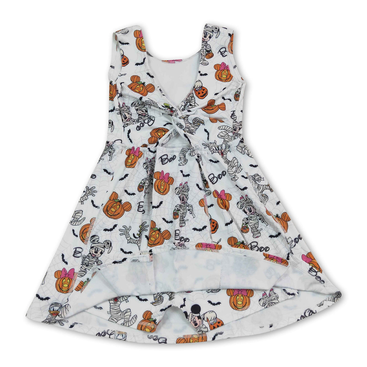 Sleeveless boo mouse pumpkin girls Halloween athletic dress