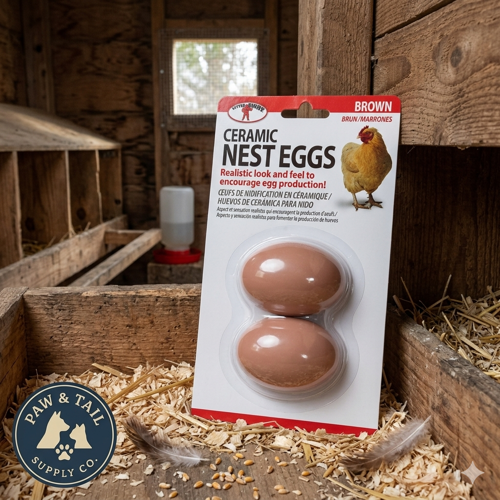 Little Giant Ceramic Nest Eggs 2 Pack 4 Count Fake Chicken Coop Eggs, Brown