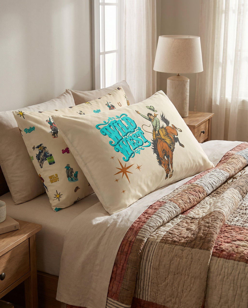Baha Ranch The Last Roundup Bronc Rider Wild West Pillow Case Made in America