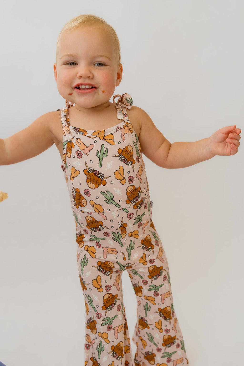 Pink Highland Cow Bell Romper