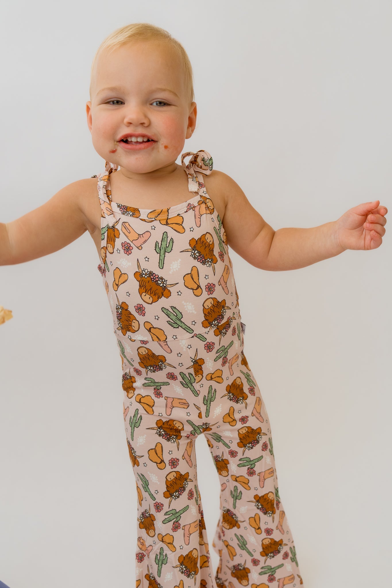 Pink Highland Cow Bell Romper