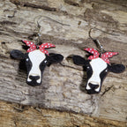 Cow with Scarf Wooden Earrings | Cute Farm Animal Jewelry