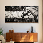 Monochrome Horse, Equestrian Wall Art, Canvas Print, Rustic Black and White Painting, Farmhouse Wall Decor, Western Wall Art