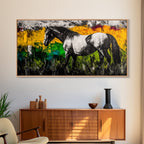 Horse Art, Western Wall Decor, Rustic Canvas Print, Farmhouse Artwork, Equestrian Art, Black and White Painting, Living Room Wall Art