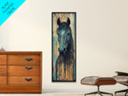 Rustic Blue Horse Painting Canvas Print Farmhouse Wall Art Vintage Horse Art Moody Art Living Room Art Southwest Wall Art