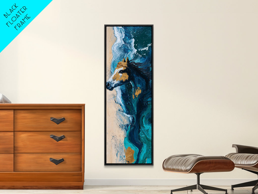 Horse by the Ocean Horse Wall Art Framed Canvas Print Coastal Landscape Art Nautical Decor Rustic Wall Art Moody Art