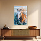 Wild Horse Painting, Coastal Horse Art, Nautical Wall Art, Rustic Wall Art, Boho Art, Canvas Print, Farmhouse Art, Gift Idea