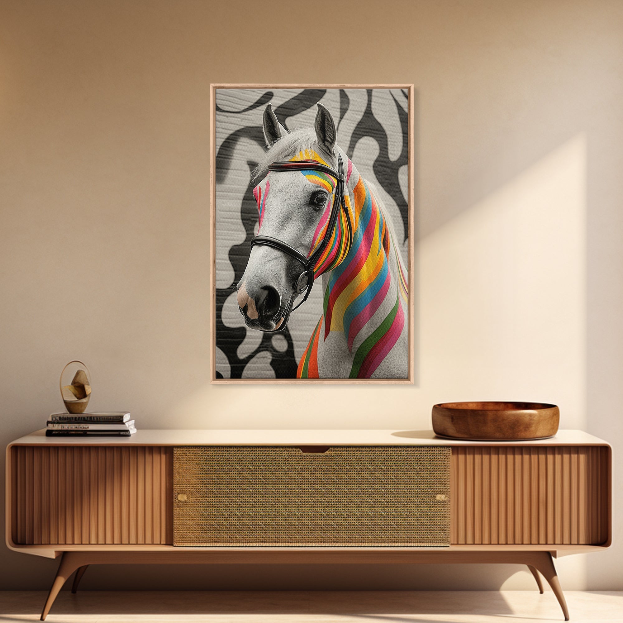 Painted Horse, Graffiti Wall Art, Colorful Horse Art, Whimsical Art, Boho Art, Southwest Wall Art, Canvas Print, Gift Idea