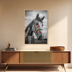 Painted Horse, Mosaic Wall Art, Blotter Art, Horse Wall Art, Boho Art, Colorful Western Art, Canvas Print, Gift Idea