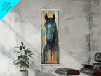 Rustic Blue Horse Painting Canvas Print Farmhouse Wall Art Vintage Horse Art Moody Art Living Room Art Southwest Wall Art