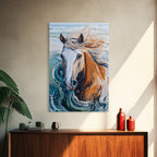 Wild Horse Painting, Coastal Horse Art, Nautical Wall Art, Rustic Wall Art, Boho Art, Canvas Print, Farmhouse Art, Gift Idea