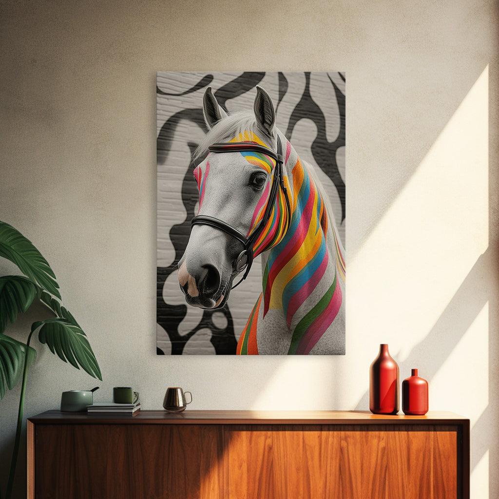Painted Horse, Graffiti Wall Art, Colorful Horse Art, Whimsical Art, Boho Art, Southwest Wall Art, Canvas Print, Gift Idea