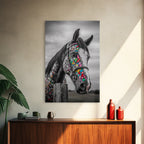 Painted Horse, Mosaic Wall Art, Blotter Art, Horse Wall Art, Boho Art, Colorful Western Art, Canvas Print, Gift Idea