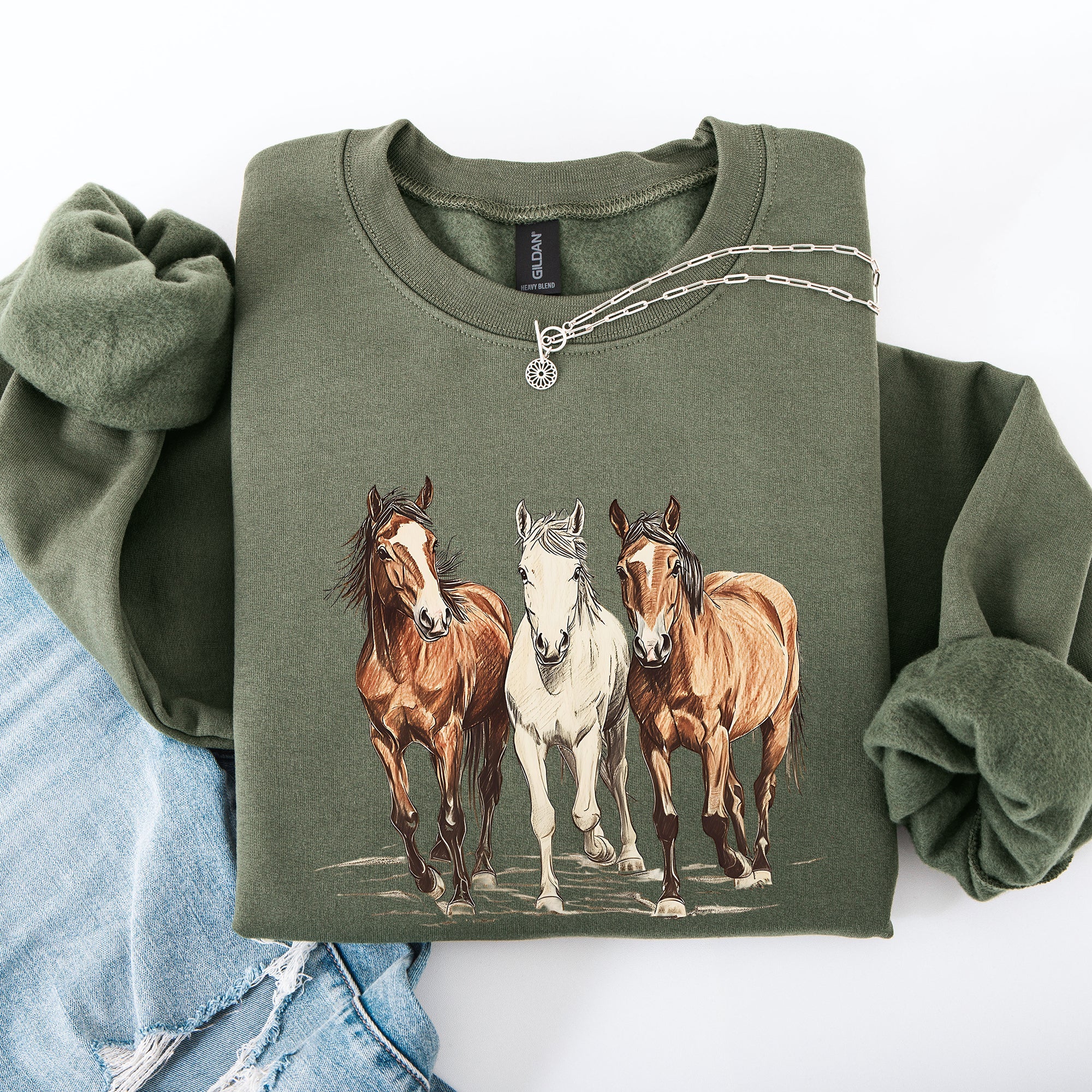 Horses Western Classic Country Cowboy Cowgirl Rodeo Heritage Collection Sweatshirt