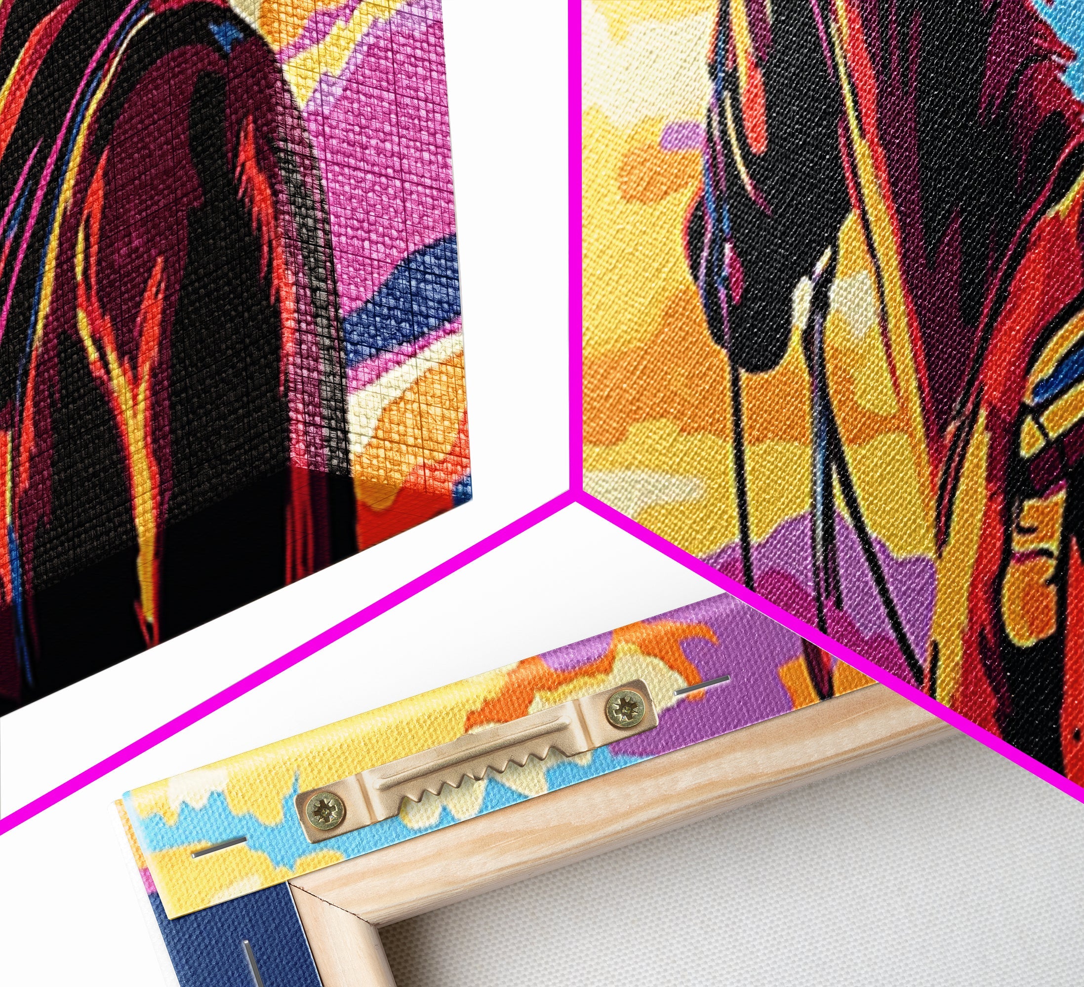 Sunset Horse Painting, southwest wall art, mountain painting, rustic western decor, cowboy wall art, framed canvas print, extra wide art