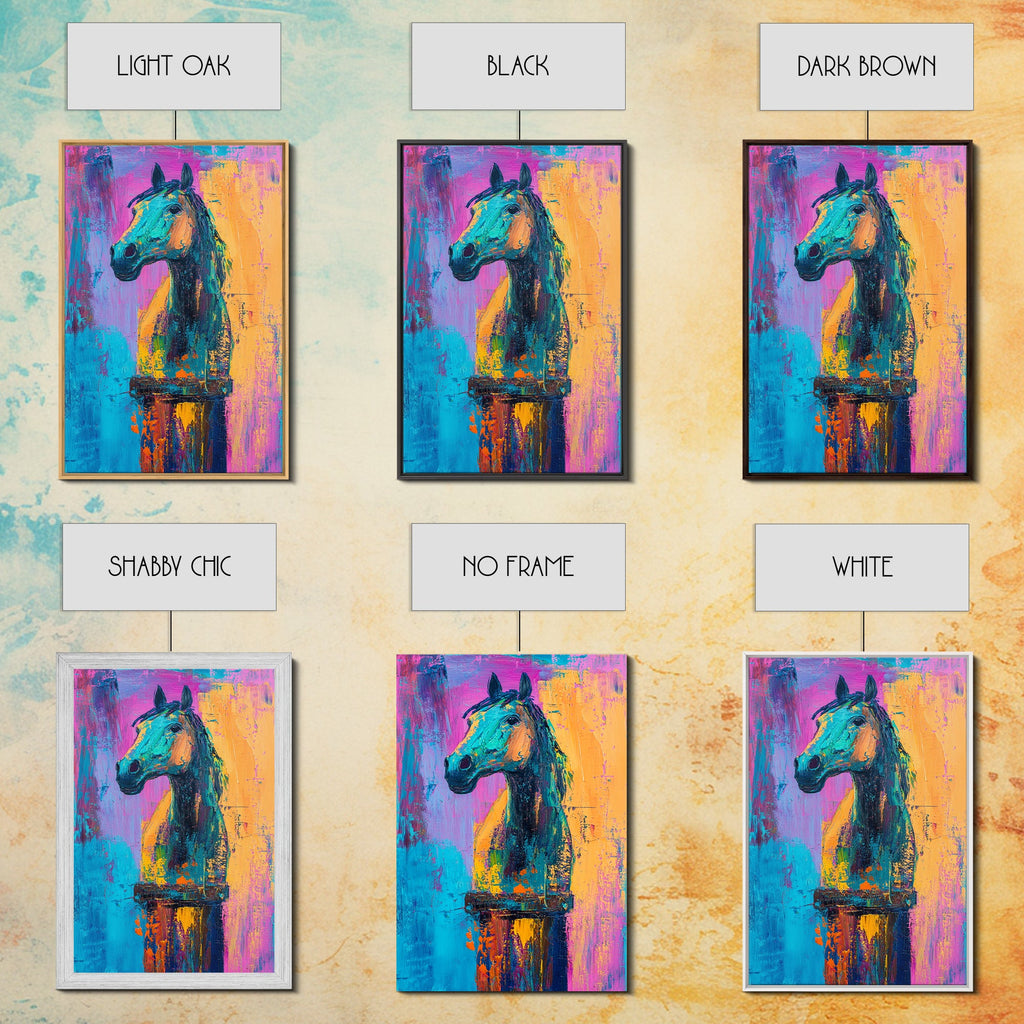 Colorful Horse, whimsical art, horse wall art, vibrant painting, pink abstract art, geometric wall art, boho art, Canvas Print