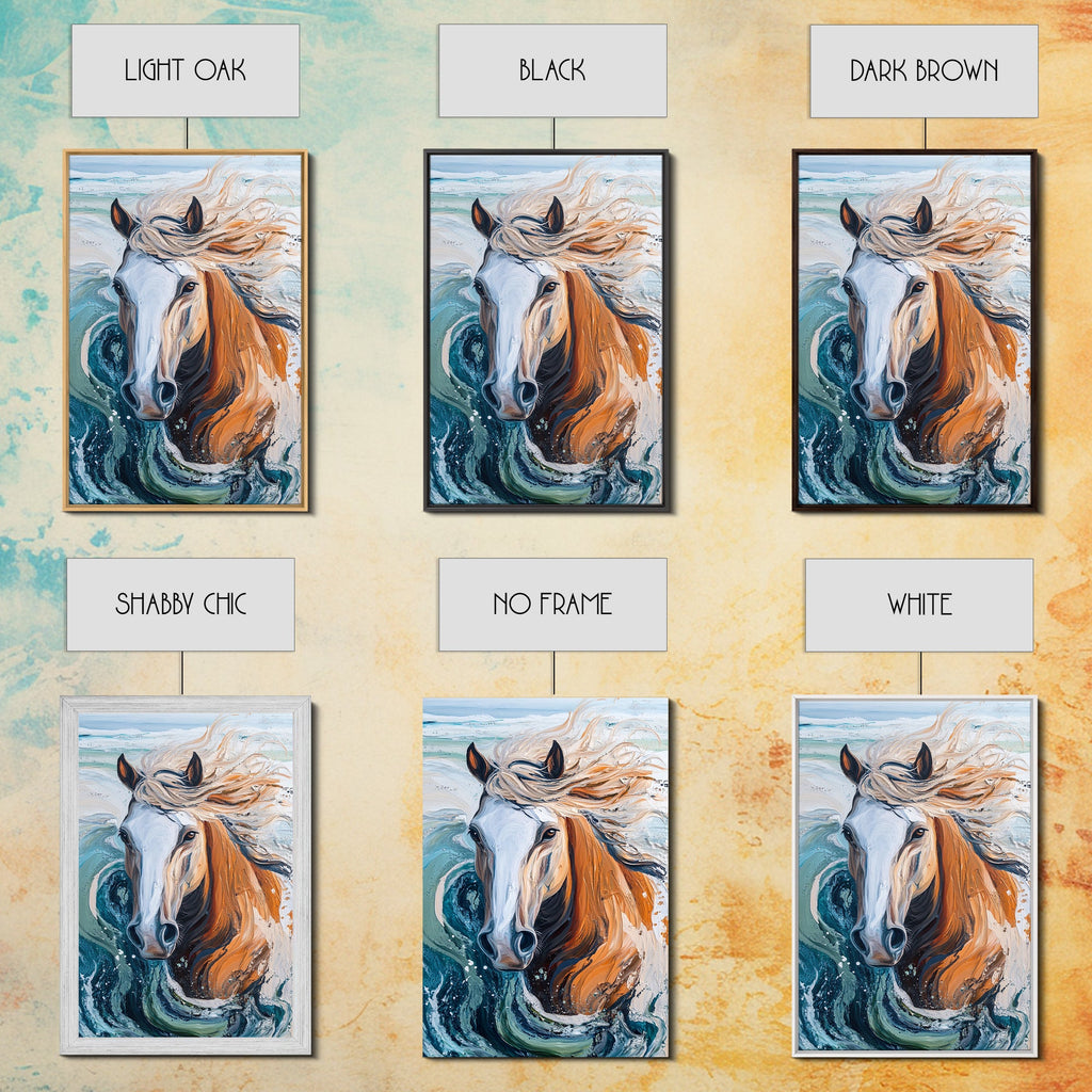 Wild Horse Painting, Coastal Horse Art, Nautical Wall Art, Rustic Wall Art, Boho Art, Canvas Print, Farmhouse Art, Gift Idea