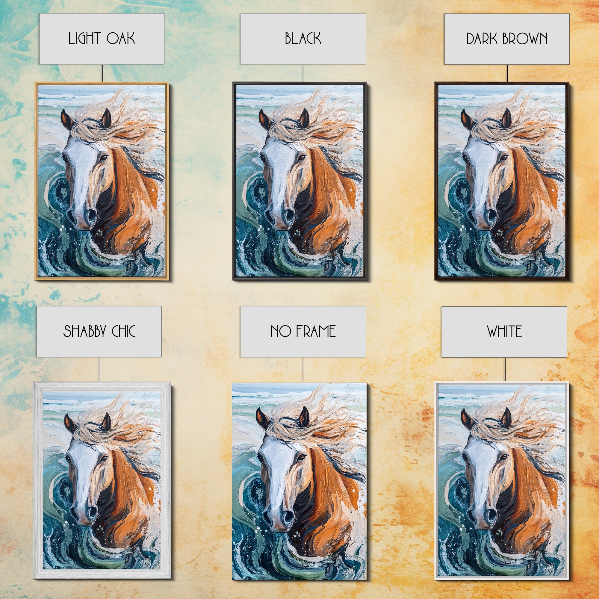 Wild Horse Painting, Coastal Horse Art, Nautical Wall Art, Rustic Wall Art, Boho Art, Canvas Print, Farmhouse Art, Gift Idea