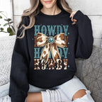 Howdy Western Cow Print Cowboy Cowgirl Country Rodeo Style Heritage Classic Western Wear Sweatshirt