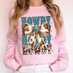 Howdy Western Cow Print Cowboy Cowgirl Country Rodeo Style Heritage Classic Western Wear Sweatshirt