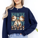 Howdy Western Cow Print Cowboy Cowgirl Country Rodeo Style Heritage Classic Western Wear Sweatshirt