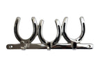Huntley Equestrian Silver Horseshoe Wall Hook Rack-3 Hook Equestrian Home and Barn Decor