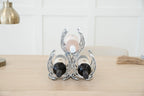 Huntley Horseshoe 3-Bottle Wine Rack, Aluminum Silver Finish