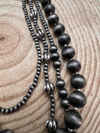 Faux Sterling Pearl Layered Necklace Set — 4-Piece Burnished Silver Western Layering Set (16" / 18" / 20" / 22")