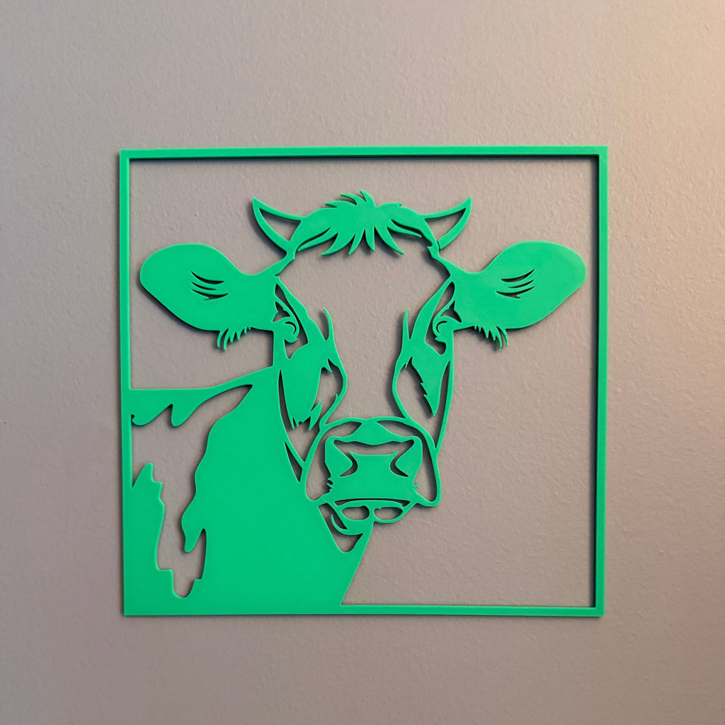 Cow Face Wall Art — Modern Farmhouse Cattle Silhouette