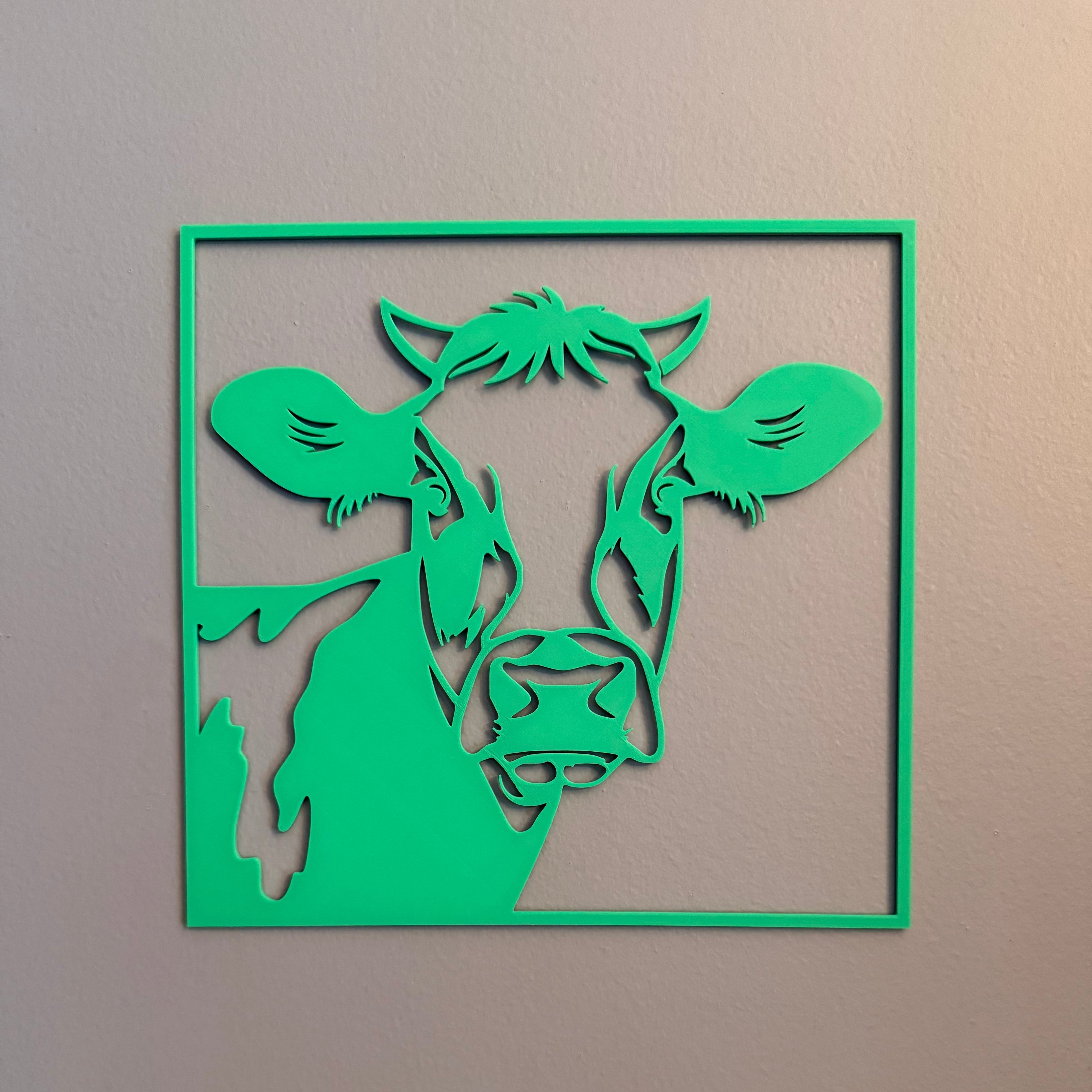 Cow Face Wall Art — Modern Farmhouse Cattle Silhouette