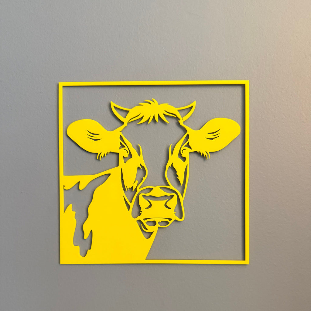 Cow Face Wall Art — Modern Farmhouse Cattle Silhouette