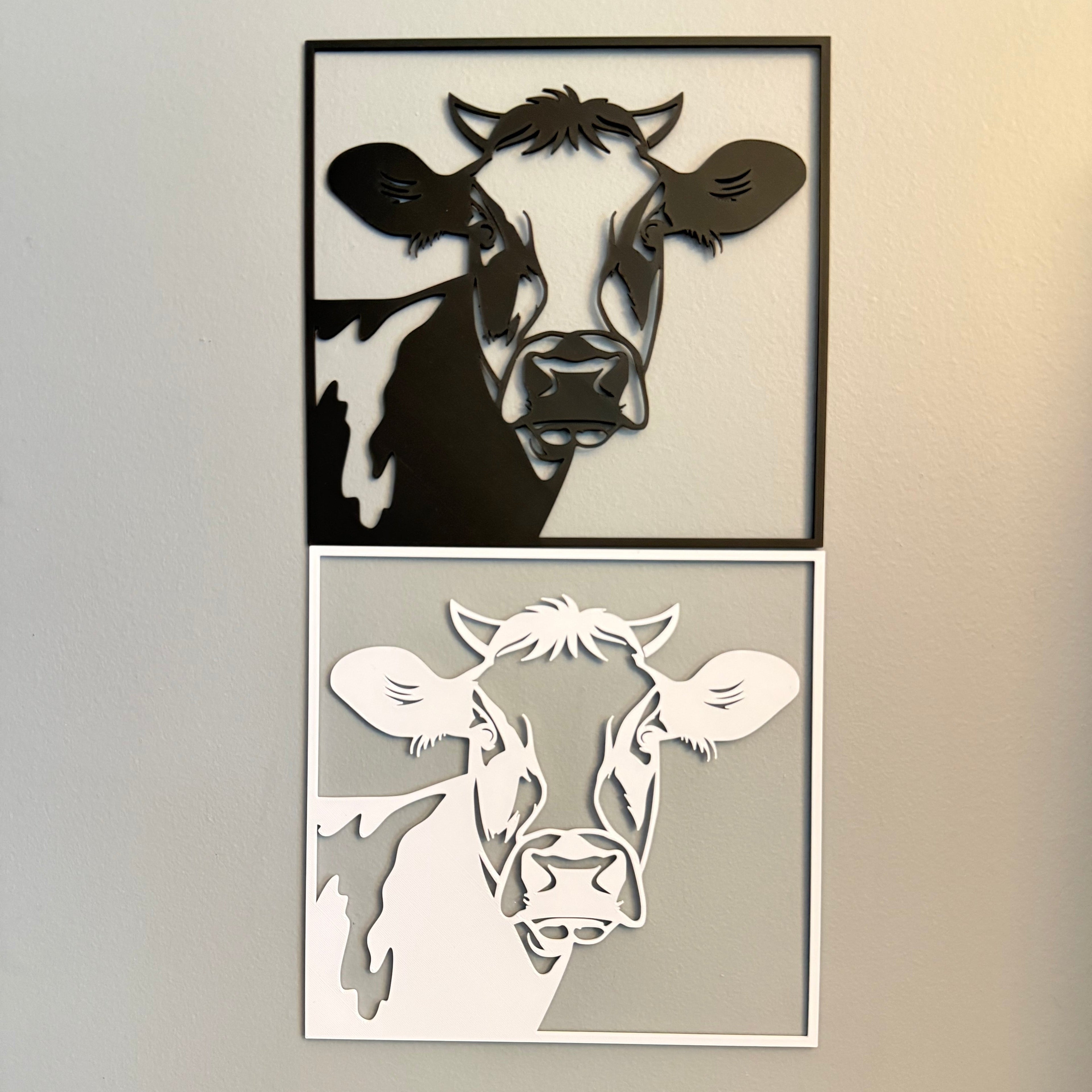Cow Face Wall Art — Modern Farmhouse Cattle Silhouette