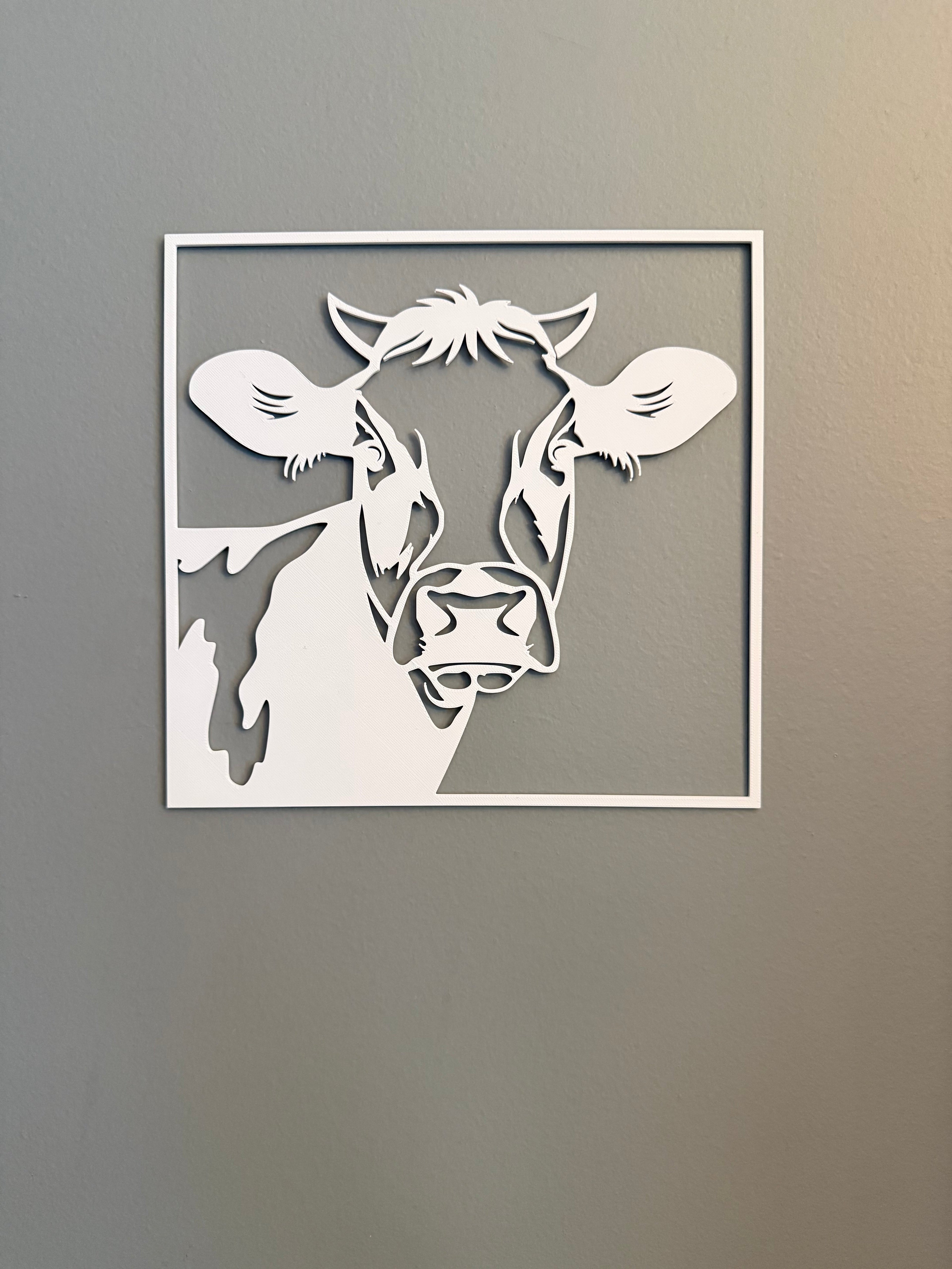 Cow Face Wall Art — Modern Farmhouse Cattle Silhouette